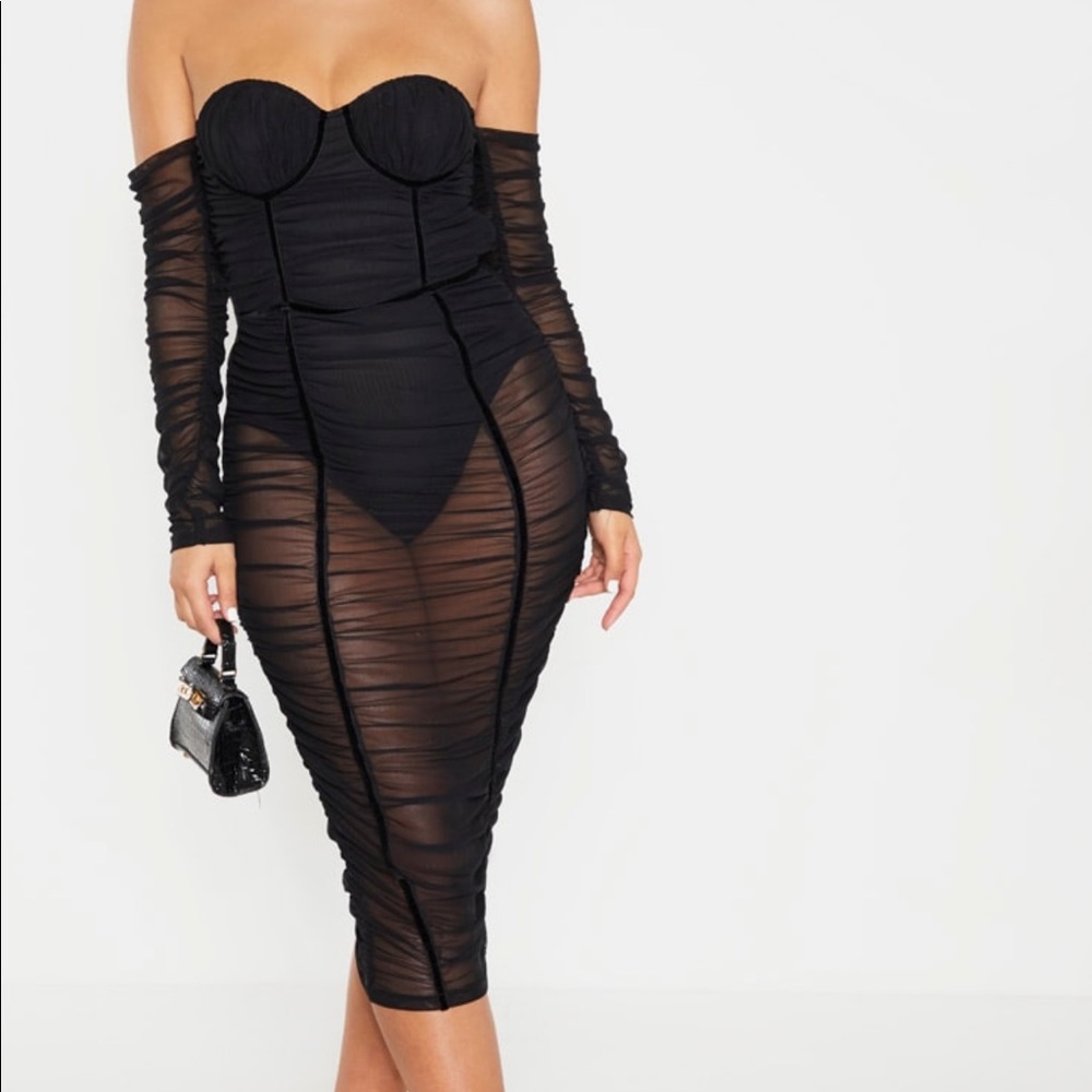 Black mesh/velvet dress raunchy dress